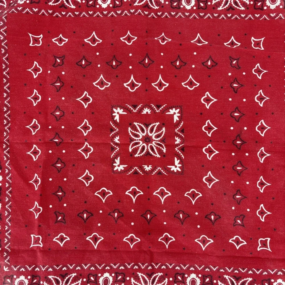 Vtg Bandana 1970's Fast Color Red 100% Cotton Made In USA Western RN 13962 READ